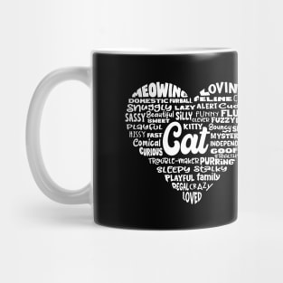 Heart Cat Word Cloud Mug